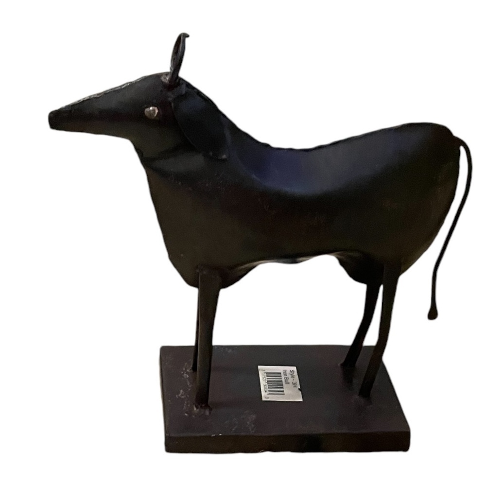 Reclaimed Hand Crafted Forged Cow Metal Sculpture